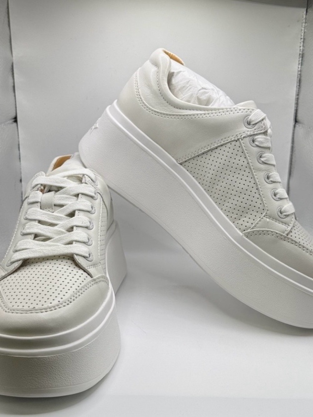 J Slides White Platform Perforated Sneakers - Size 10